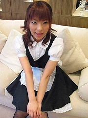 Horny Akane Mochida in maid costume fucks and sucks her bosses cock